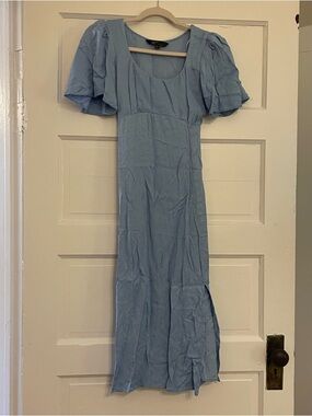 Blue Jacquard Midi Dress